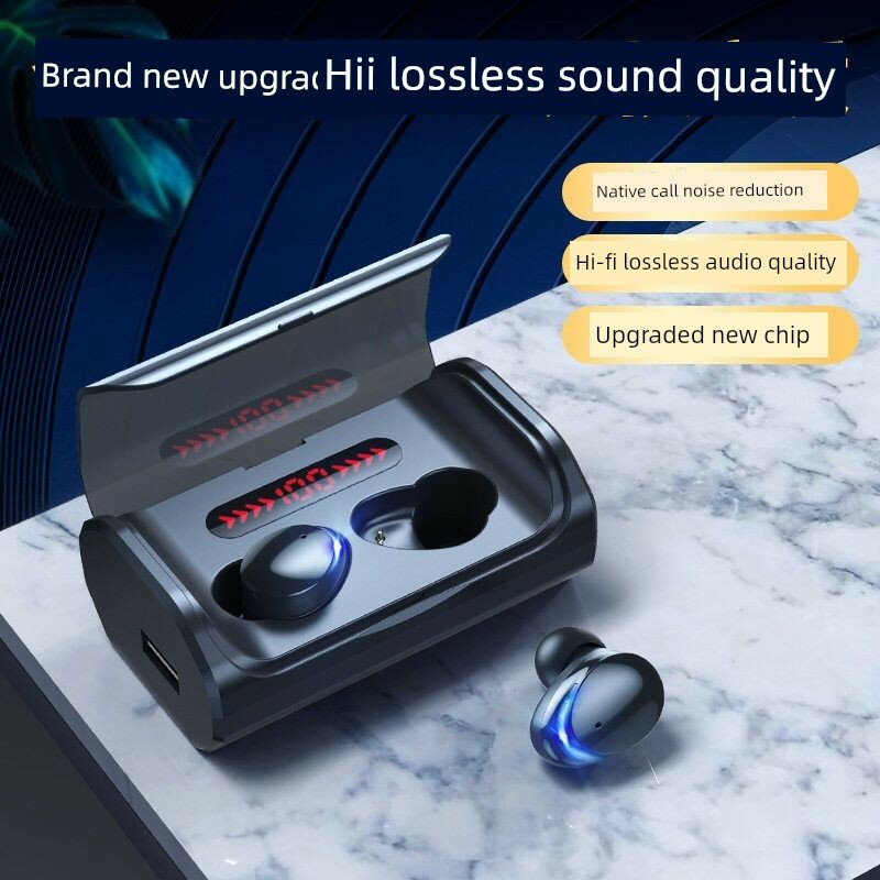 TWS-T8 беспроводные наушники Bluetooth с синей подсветкой, Bluetooth 5.4, водонепроницаемые IPX7, режим музыки и игр,
