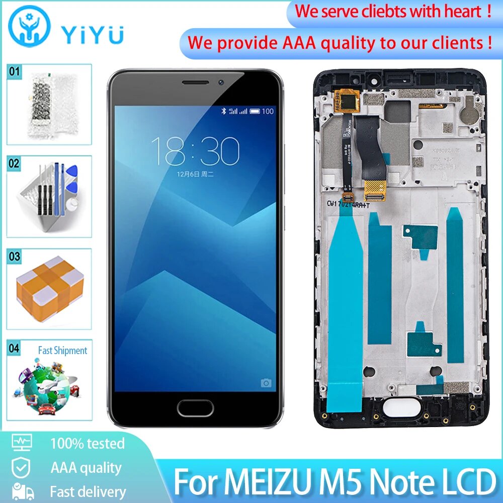 5,5 "IPS ЖК-дисплей для Meizu M5 примечание ЖК-экран M621H M621M M621Q ЖК-дисплей с White No Frame