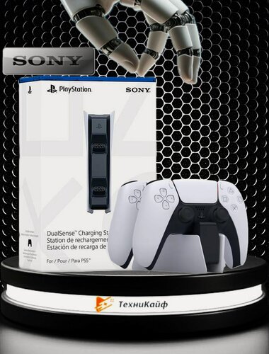 Изображение товара Зарядная станция Sony DualSense CFI-ZDS1, для двух геймпадов PS5, белая/черная