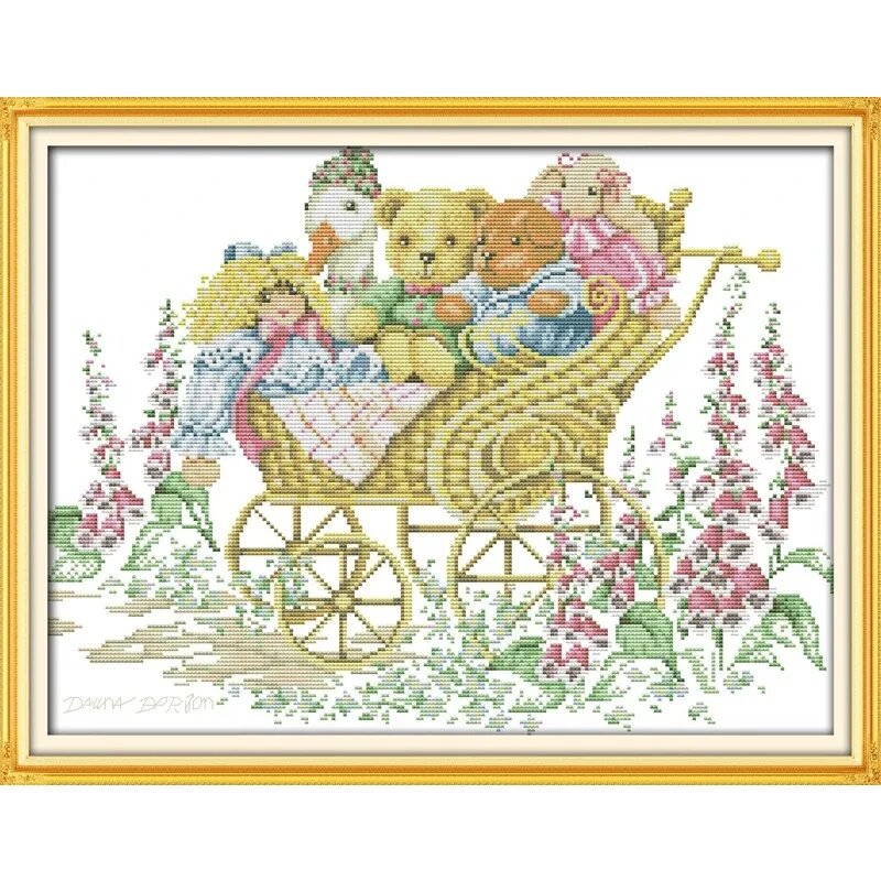 Набор для вышивки крестом Dreampattern Happy Little Bears 14ct/11ct 14ct print canvas