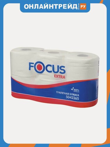Изображение товара Туалетная бумага Focus Extra белая, 2 слоя, 6 рулонов