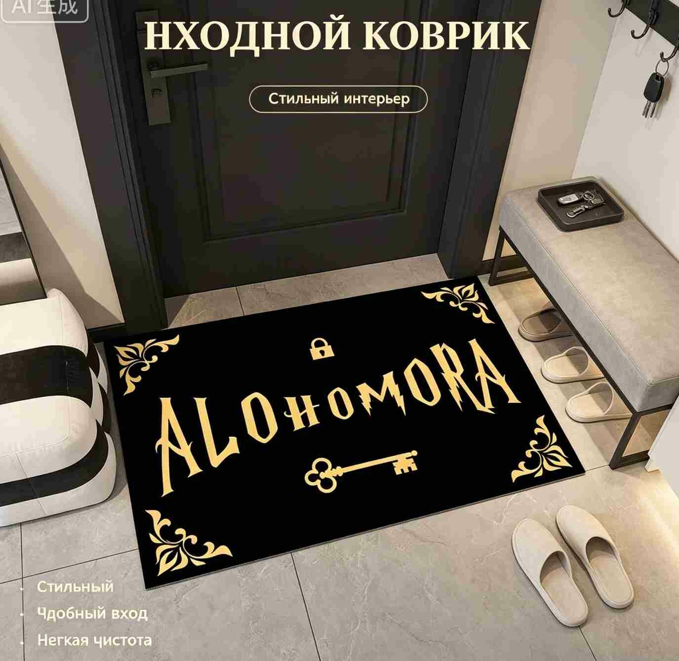 Коврик входной "Alohomora", Гарри Поттер, противоскользящий, водопоглощающий, размер 40*60 см