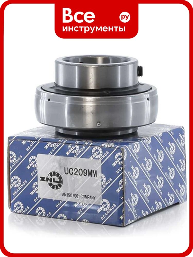Подшипник ZNL UC 209 корпусной радиальный закрытый с двух сторон шариковый стальной с стопорными винтами