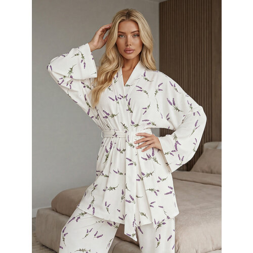 фото Пижама mimi pajamas new, размер l, бело-лавандовый