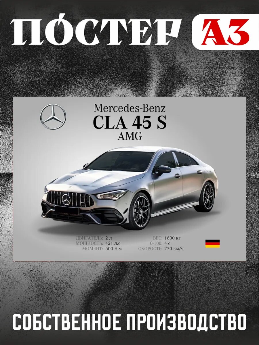 Постер на стену интерьерный А3 Mercedes-Benz CLA 45 S AMG