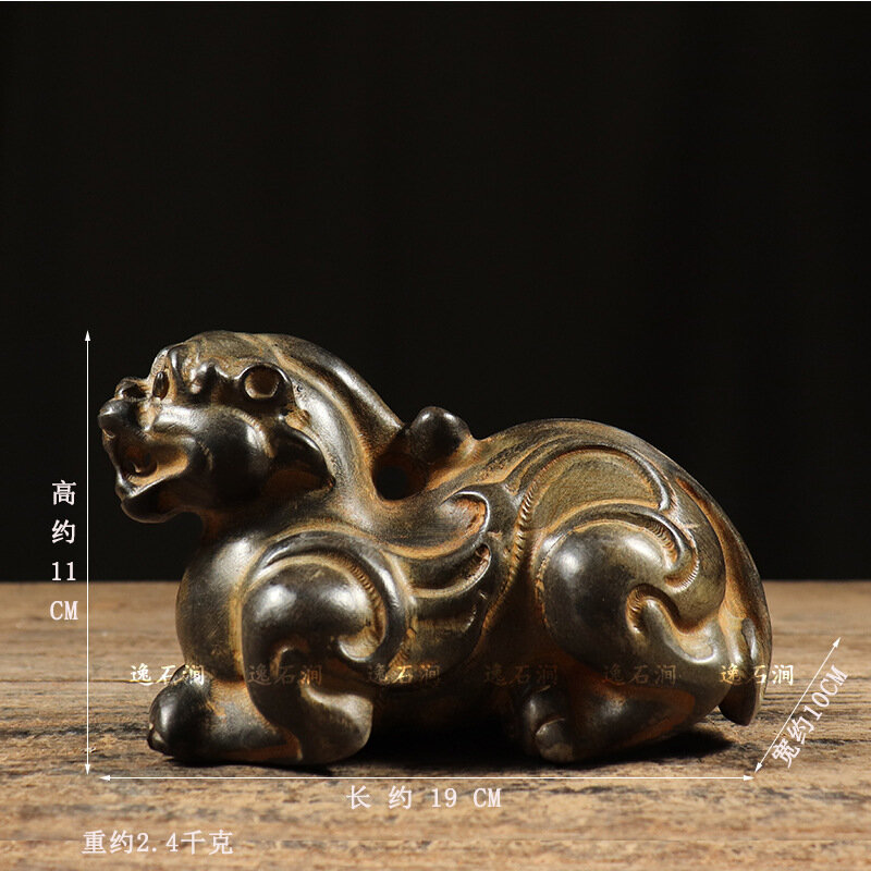 Средняя ручная резьба древнего зеленого сланца Пицю, китайский народный декоративный предмет, каменная резьба для