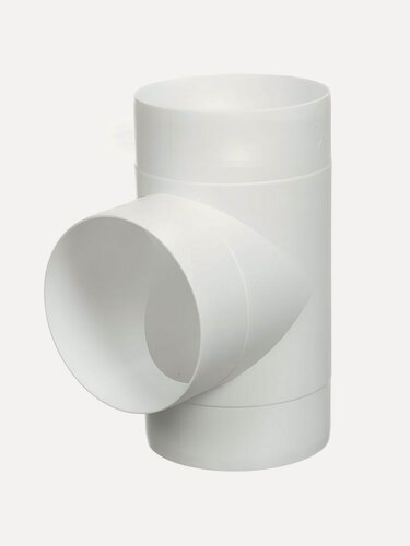 Изображение товара Тройник вентиляционный пластиковый Event 125 мм для систем вентиляции, круглый фитинг для воздуховодов, артикул 125 ТП