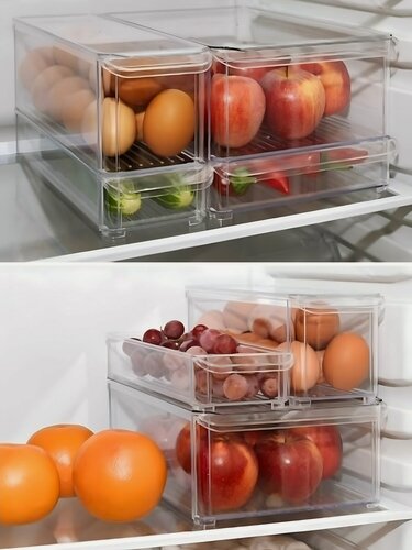Изображение товара Органайзер для холодильника, 10х30х5 см, с крышкой, прозрачный, Idea, М 1584