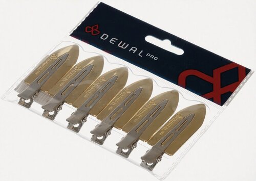 Изображение товара Зажим для волос DEWAL PRO "Лепесток" лимонное золото, металл, 6 см, 6 шт/уп CL2603lemon gold