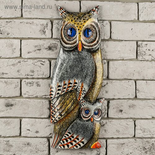 Изображение товара Настенное панно «Две совы», 48×20×2.5 см