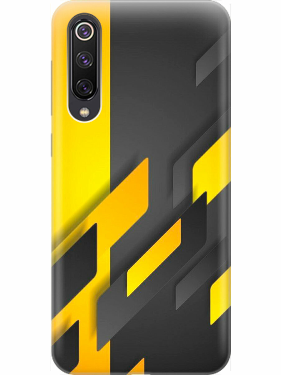 Ультратонкий силиконовый чехол-накладка для Xiaomi Mi 9 SE с принтом "Черно-желтая абстракция"