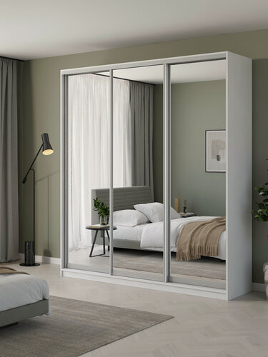 Изображение товара Шкаф купе Матэрна белый зеркальный 220х50х240 см