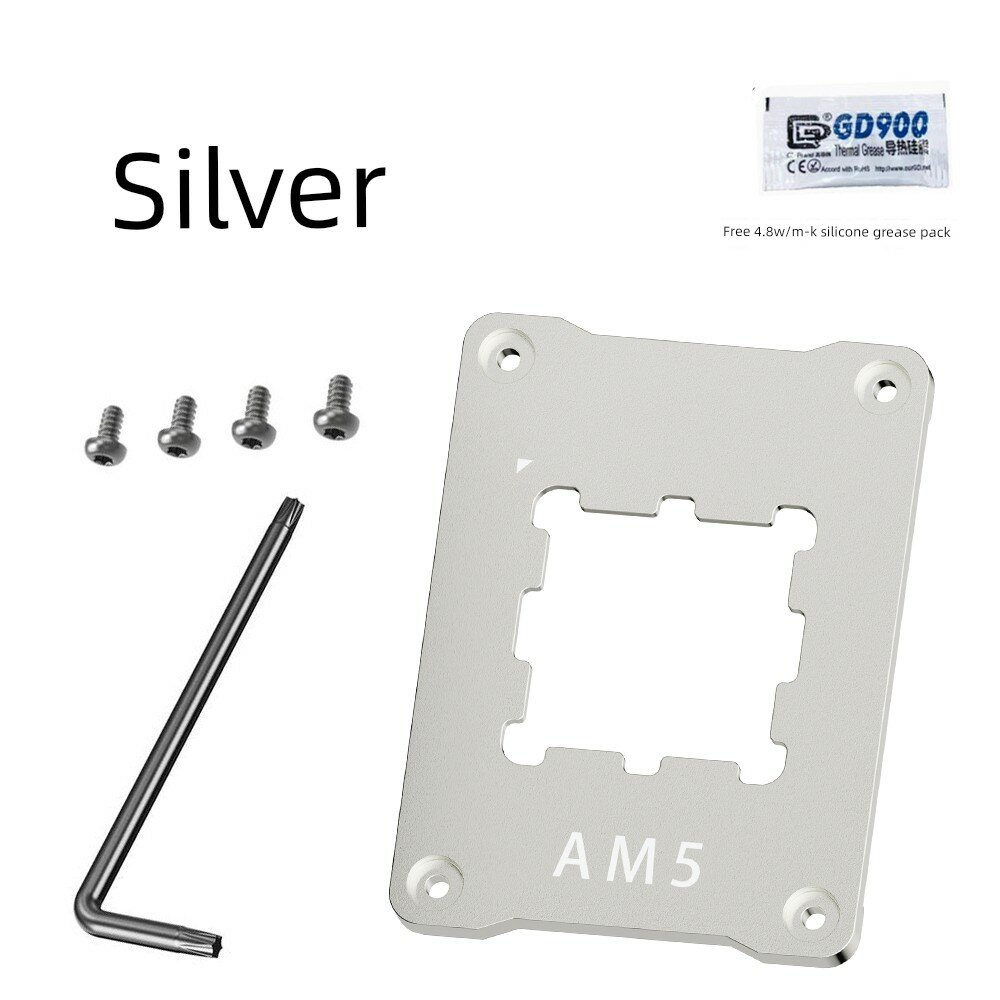 LenSuo AMD AM5 CPU Anti-Bend Mounting Bracket Aluminum Alloy Silver Fixed Cover Plate for Desktop PC Cases