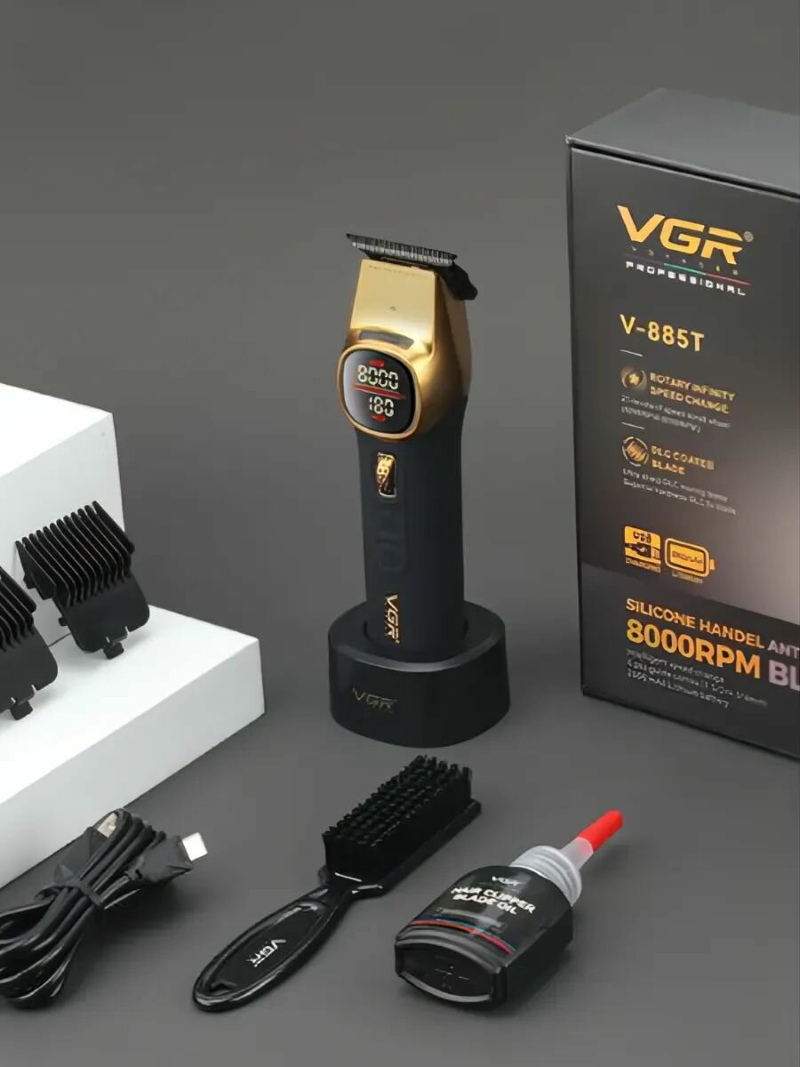 Машинка для стрижки VGR V-885T, профессиональная, с насадками, керамические лезвия, 4 насадки