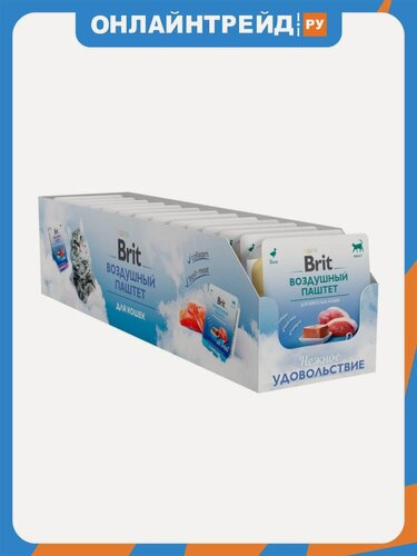 Изображение товара Влажный корм для взрослых кошек Brit PREMIUM Воздушный паштет, Утка 14шт x 100г