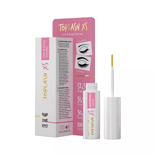 TOPLASH Сыворотка для роста ресниц и бровей Lash and Brow Booster XS, 1.5 мл