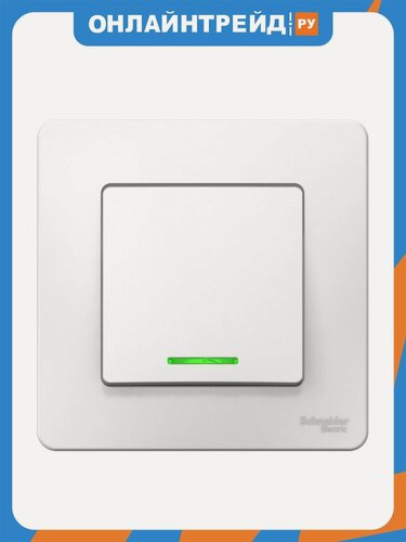 Изображение товара Выключатель внутренний Systeme Electric (schneider Electric) SCHNEIDER ELECTRIC 1-клавишный с подсветкой, 6А, 250B SE Blanca Белый, BLNVS006111