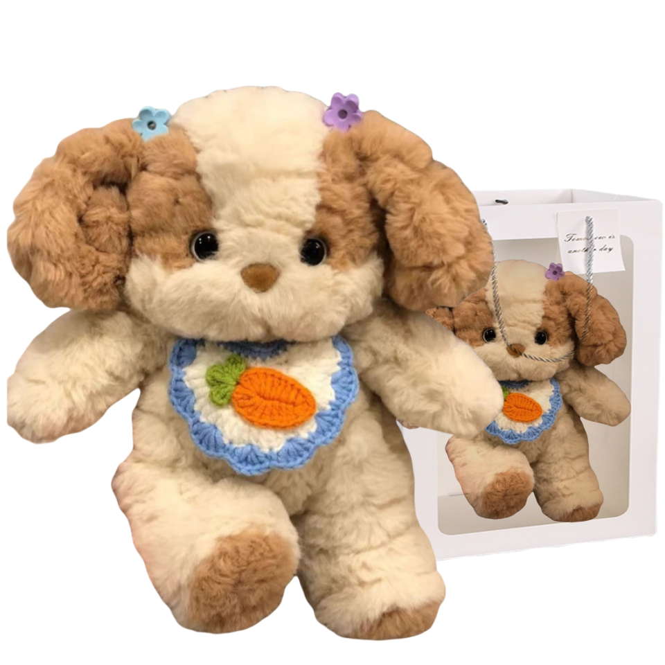 Мягкие игрушки унисекс XIONGJUN 1429550452, 30CM EU, Good night dog [carrot bib + gift box style]