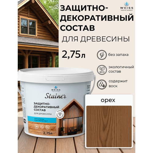 фото Защитно-декоративный состав для дерева и древесины, стайнер, пропитка, защитная лазурь weiss
