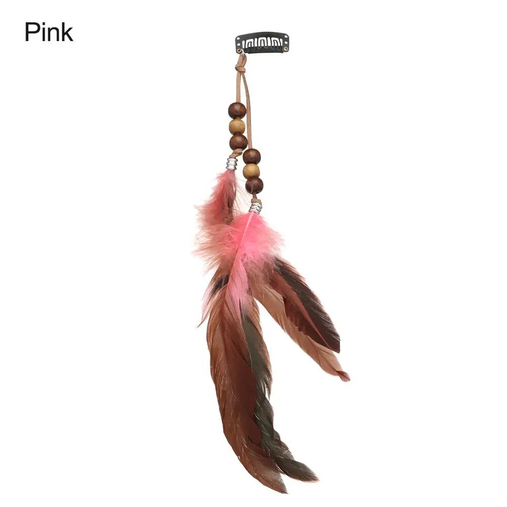Заколки для волос с перьями Boho Розовый, Розовый, pink