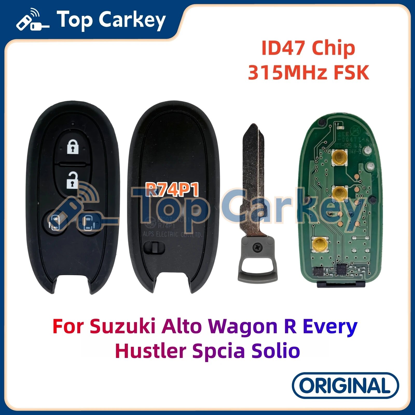 Смарт-ключ TopCarkey ID47 315MHz 4BTN для Suzuki Alto Wagon R