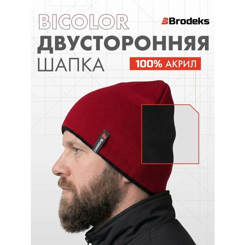 фото Шапка brodeks для мужчин и женщин, размер 56, черно-красная