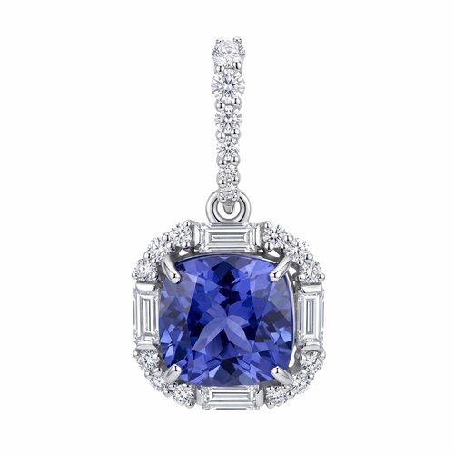 фото Подвеска diamant online, белое золото, 585 проба, танзанит, бриллиант, размер 1.3 см., фиолетовый