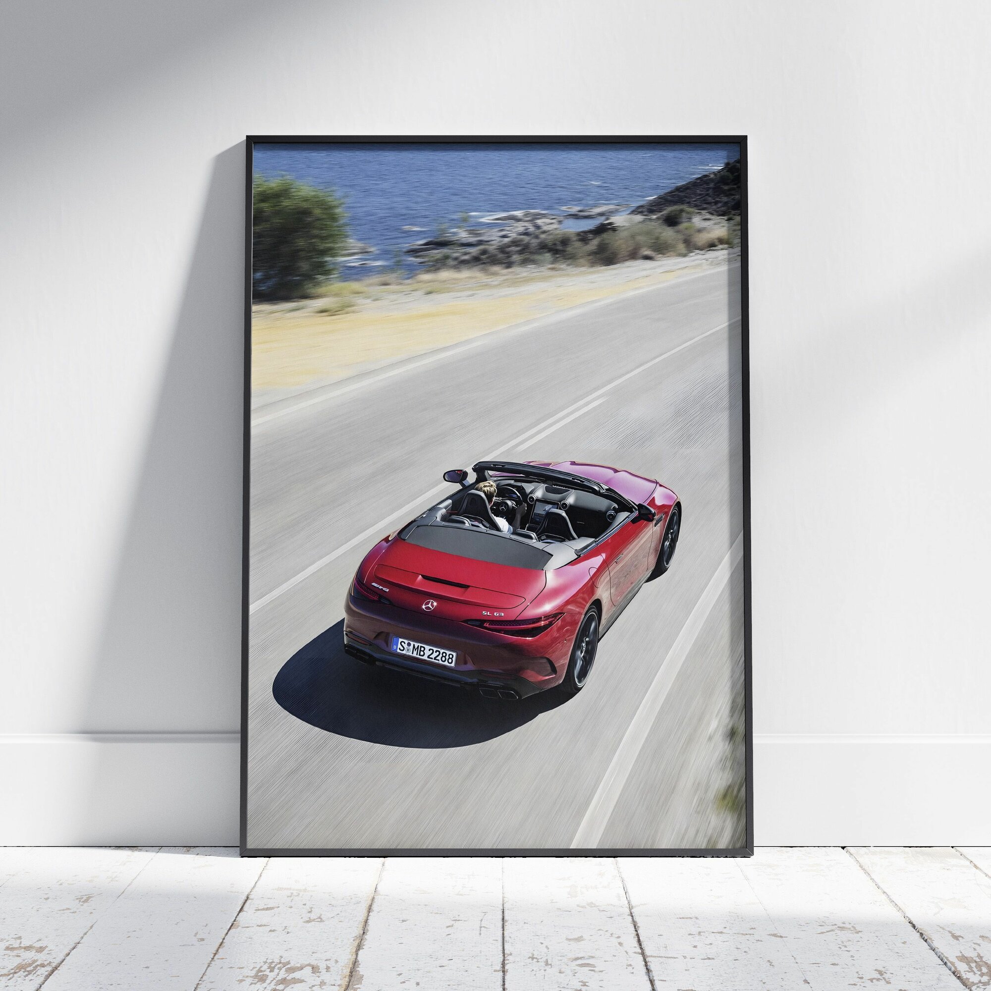 Плакат на стену для интерьера Кабриолет (Mercedes-AMG SL 8) - Постер по машинам родстерам с открытым верхом формата А3 (30x42 см)