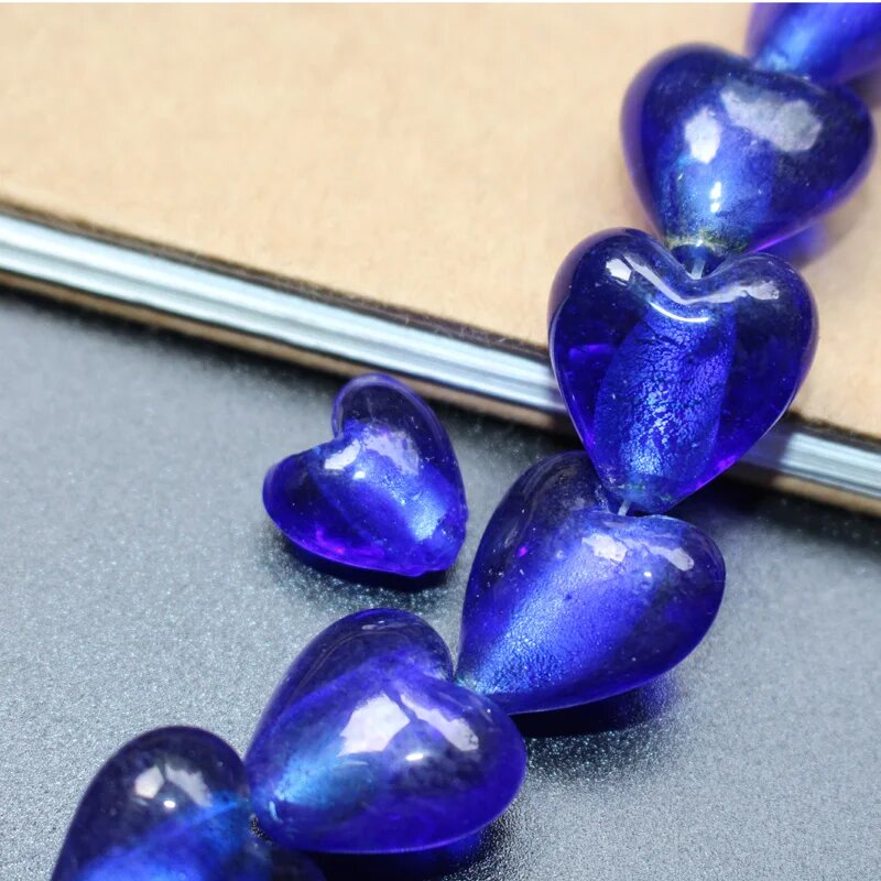Бусины сердце лампворк, Cobalt blue, 20 мм, 10 шт