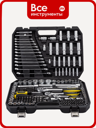 Изображение товара Набор инструмента эврика 1*2"&1*4"&3*8", DR, 6-гранный, 216 предмет ER-80216
