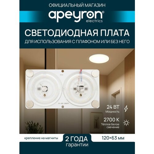 фото Плата светодиодная с линзой 220в, 24вт, 2700k, 120х63мм apeyron