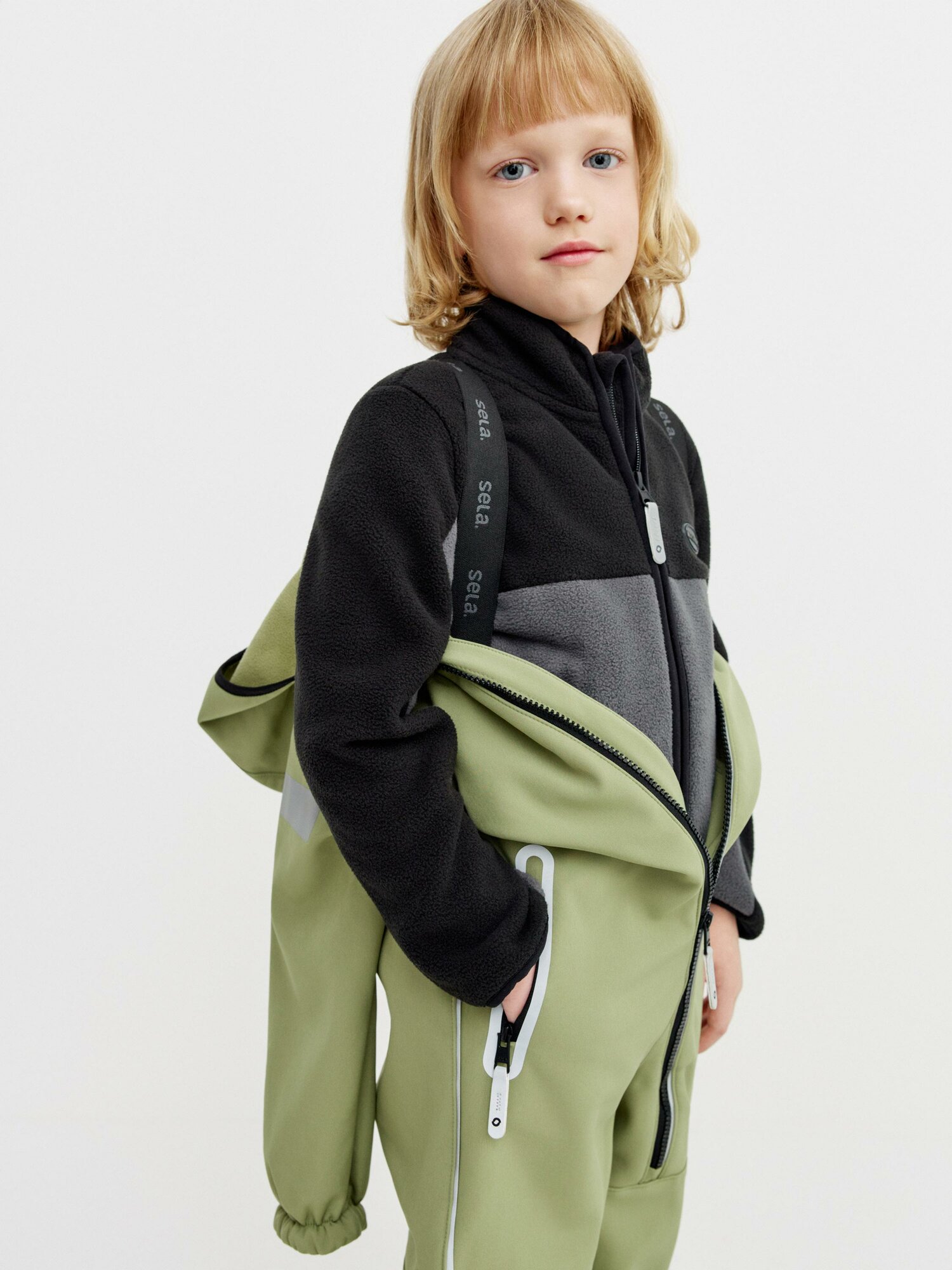 Комбинезон утеплённый Sela из Softshell на флисе легкий непромокаемый, размер 122, , хаки — фото 1