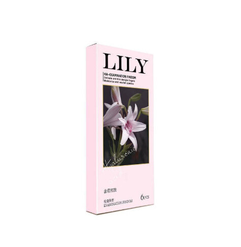 Пальцевая перчатка LILY с гиалуроновой кислотой ароматная розовая 6 шт