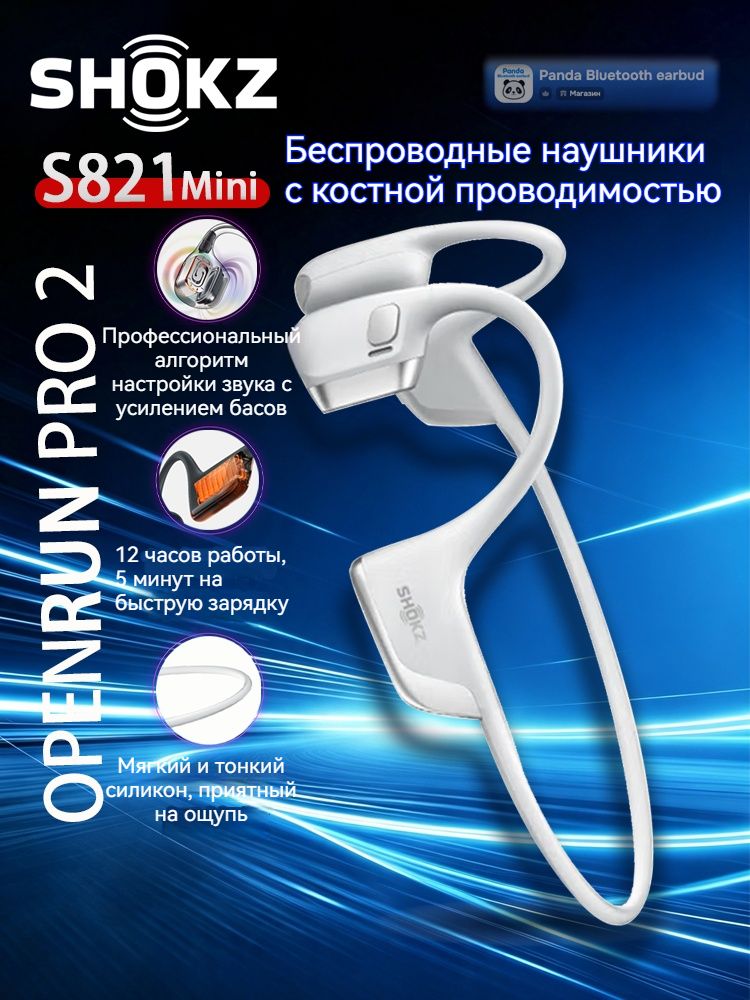 SHOKZ Наушники беспроводные с микрофоном Shokz OpenRun Pro 2, Bluetooth, USB Type-C, серебристый, хром