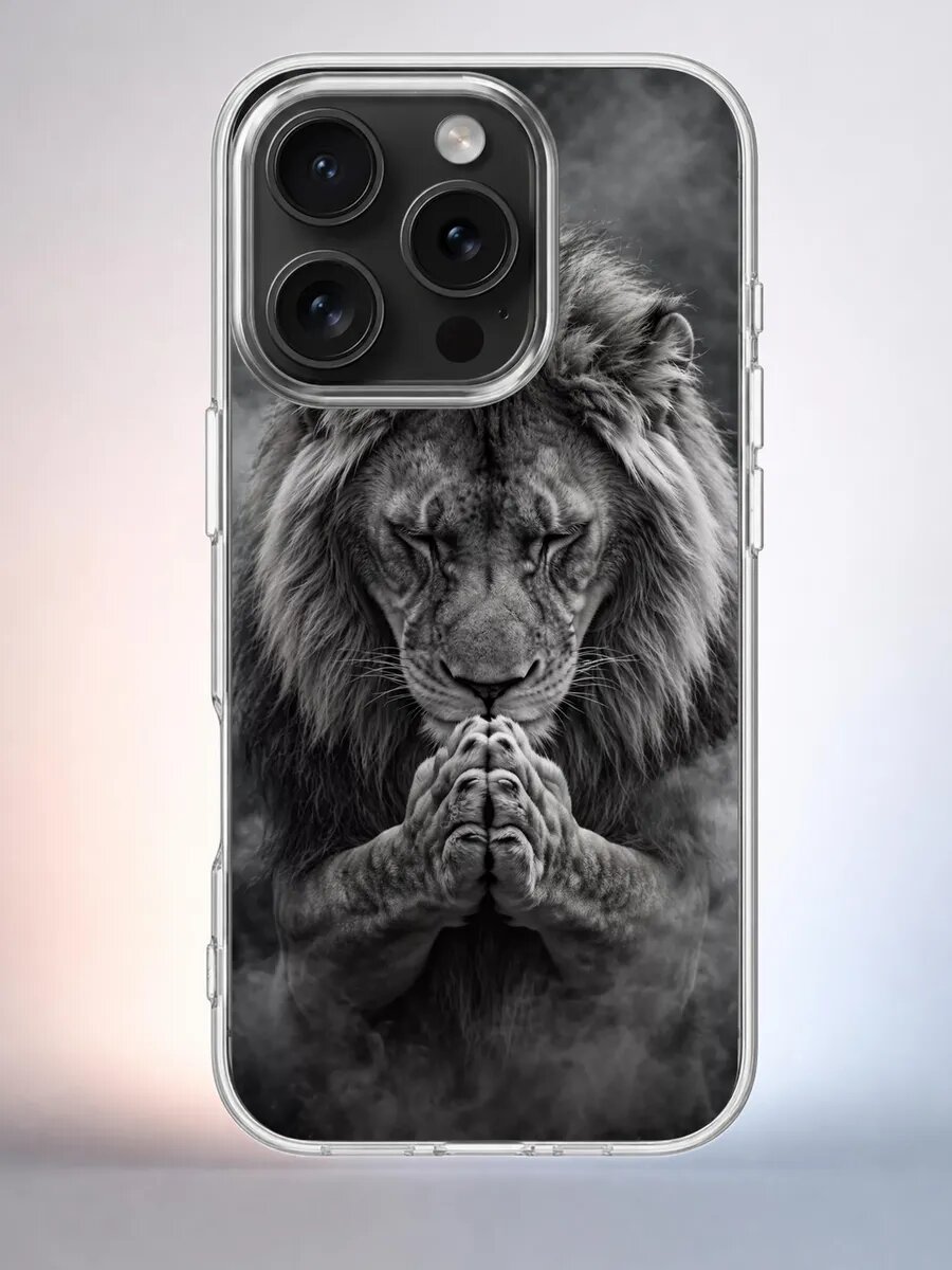 Чехол iPhone 15 Pro лев лапы крупно силиконовый