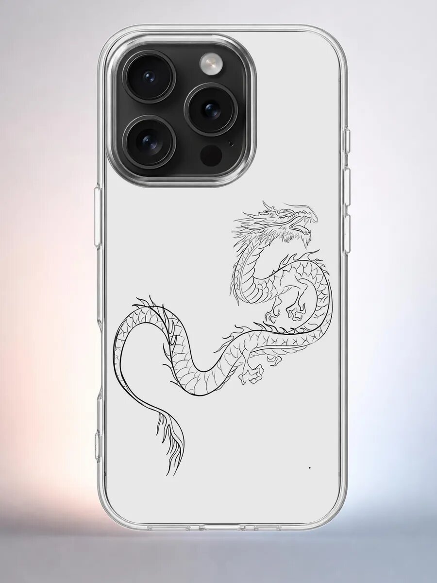 Чехол iPhone 15 Pro дракон китайский силиконовый