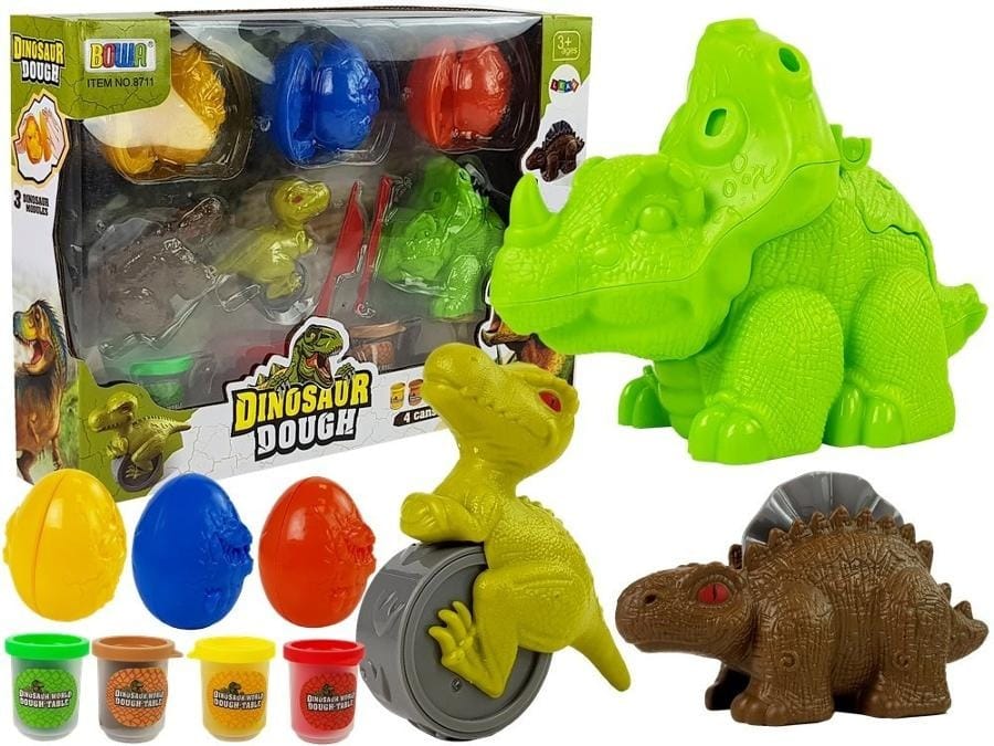Пластилин Lean Toys Динозавры, масса для лепки с формочками, 12 элементов, 4 цвета