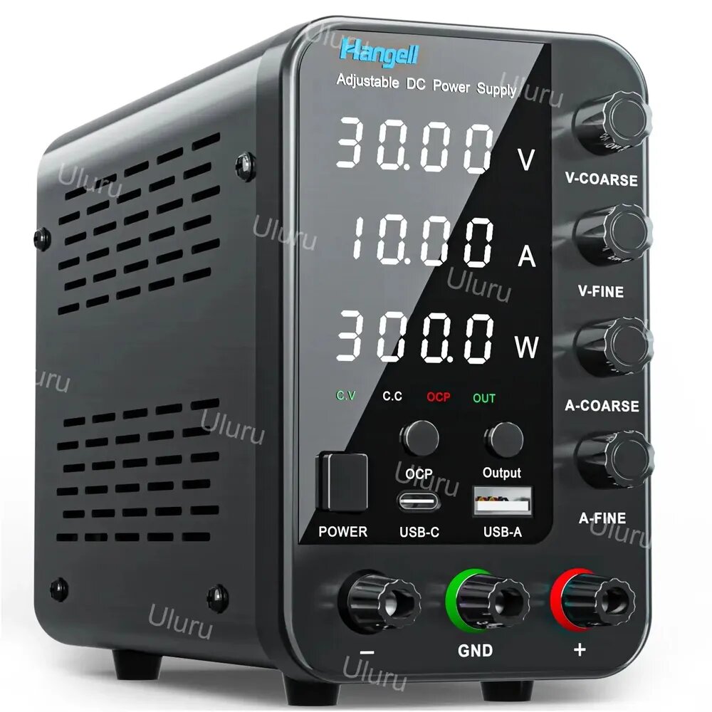 Премиум лабораторный блок питания с регулировкой, 30V 10A, оснащен цифровым дисплеем, коммутируемый, высокой мощности, для точной настройки напряжения.