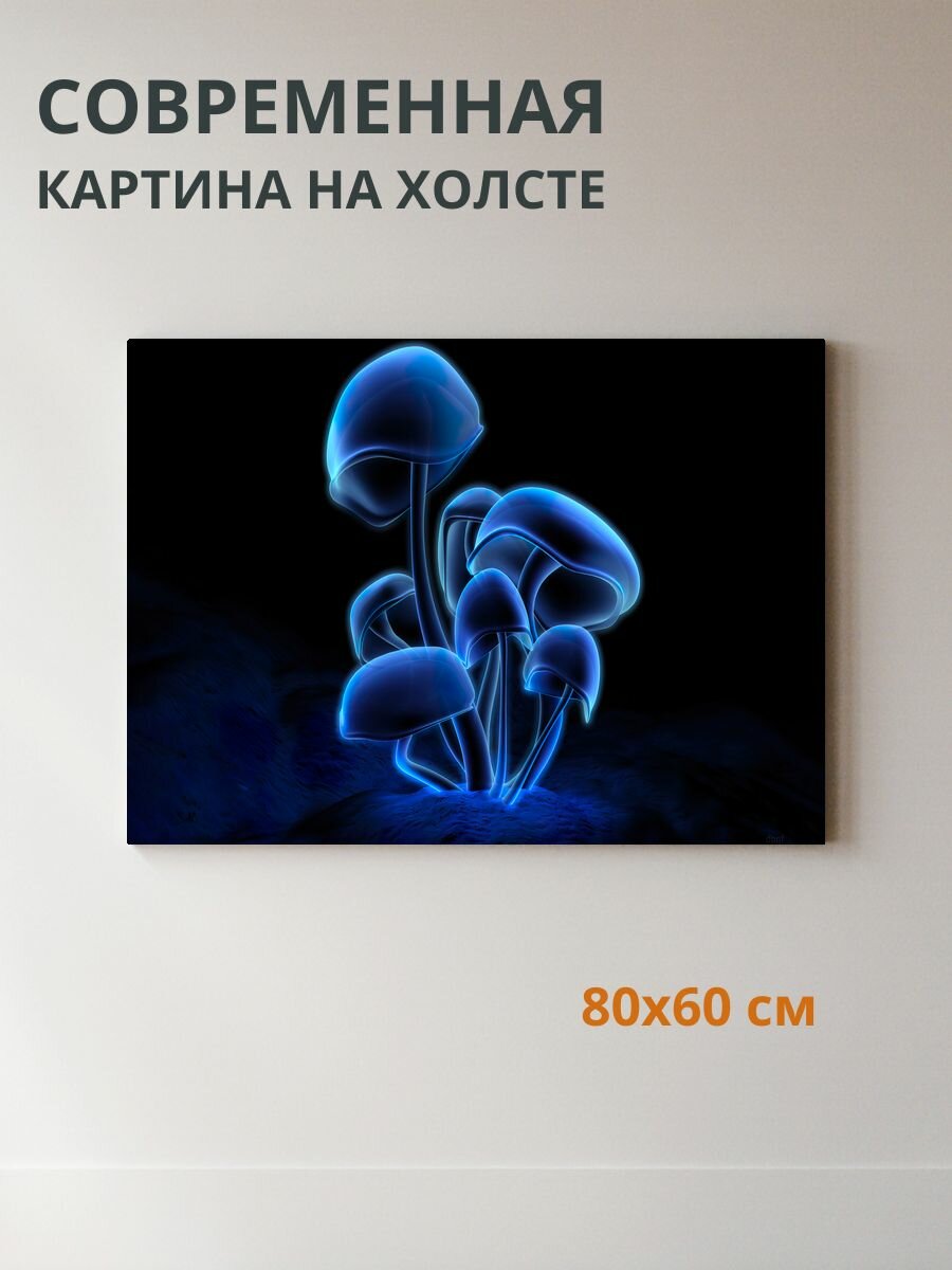 Картина на холсте Грибы 80x60 см