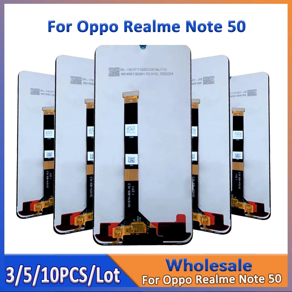 Оптовая продажа, 3/5/10 шт, лот для Oppo Realme Note 50, ЖК-экран с сенсорным 3 PCS no frame