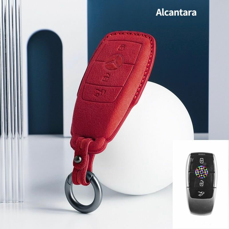 Чехол для ключа Mercedes Benz Итальянская Алькантара / Чехол для ключа Мерседес W176 W177 W205 W206 W212 W213 W222 W167 W463 A C E S G CLS GLC SL Class