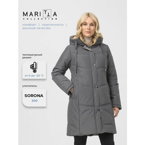 фото Пальто maritta, размер 36, серый/бежевый