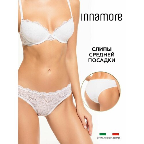 Трусы Innamore слипы кружевные средней посадки, размер 3, белый