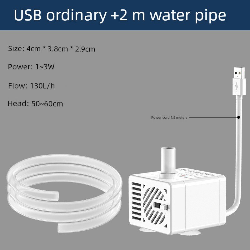 USB автоматический слив белый водяной насос с 2м гибким шлангом для питомца