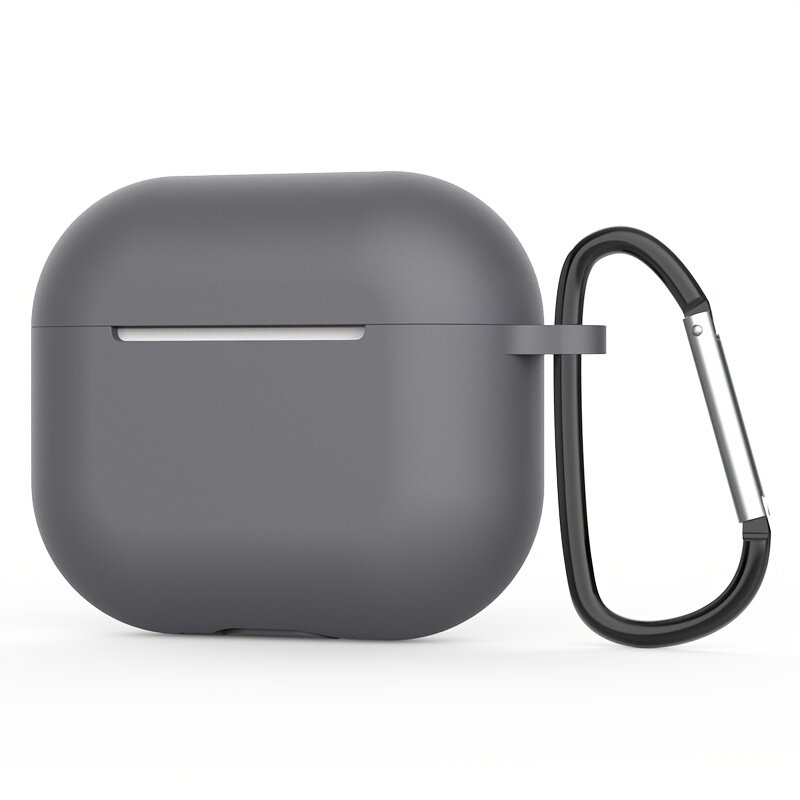Силиконовый чехол для AirPods 3 с крючком, защита от падений и царапин, серый