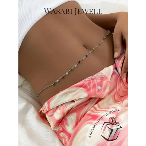 фото Цепь на тело wasabi jewell, длина 70 см, 1 шт., серебристый