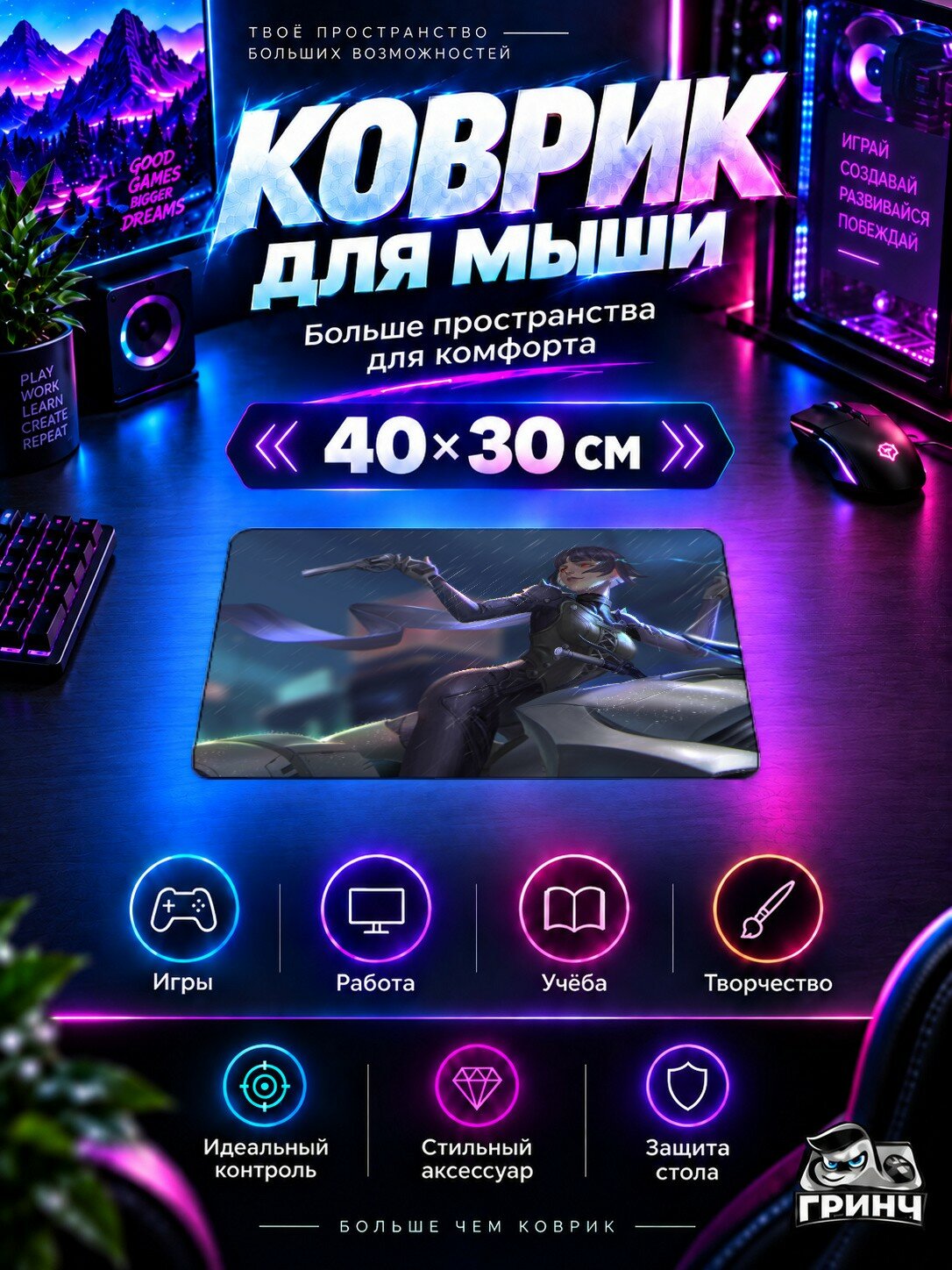 Игровой коврик для мыши Persona / Персона — Makoto Niijima Persona 5 40х30 см L