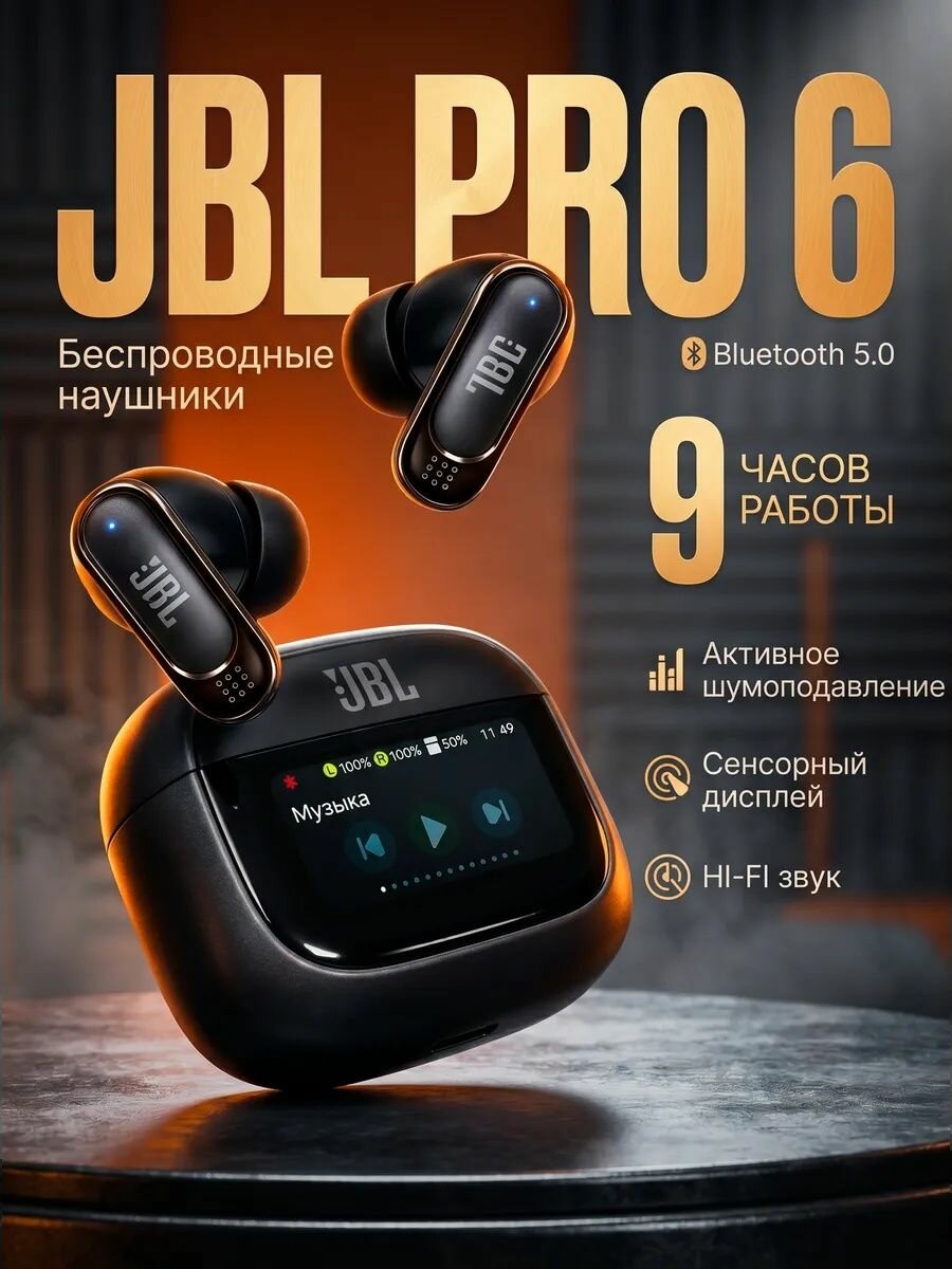 Наушники беспроводные с микрофоном, шумоподавлением и экраном