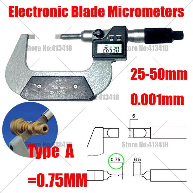 XIBEI Bblade Электронный Микрометр 0-25 мм, 25-50 мм, 50-75 мм, 100-125 мм Type A 25-50mm