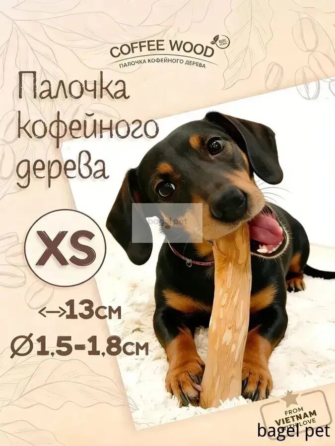 Игрушка для собак - палочка кофейного дерева Coffee Wood XS 13 см / Жевательное лакомство для чистки и здоровья зубов